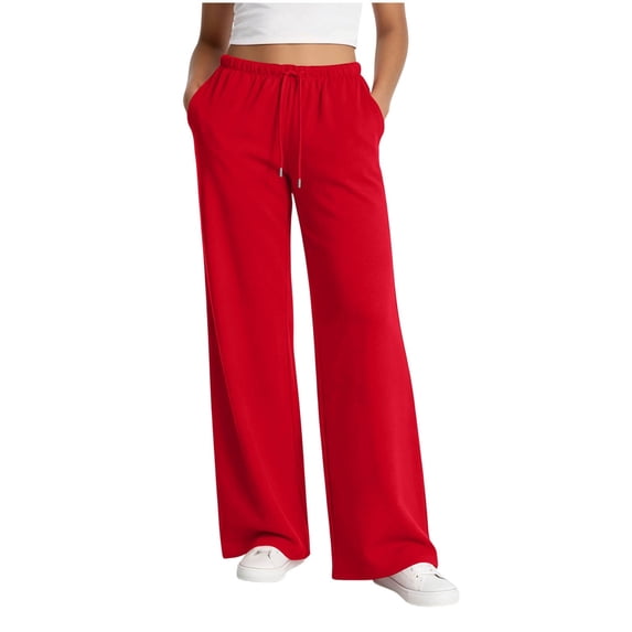 Guluxicc Womens Athletic Pants with Pockets Pull On Loose Straight Leg Trousers for Jogging Running Everyday Summer Fall