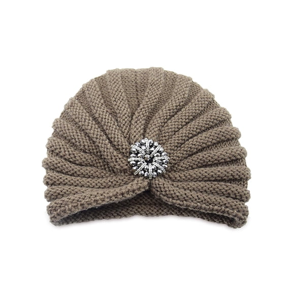 Guluxicc Womens Boho Beanie Hat Winter Knit Cap with Accessory, Brown