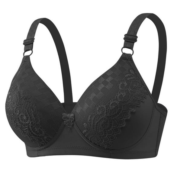 Guluxicc Womens Bras Everyday Bralette with Adjustable Straps No Underwire Wireless Bra, Black, 42