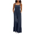 thumbnail image 1 of Guluxicc Womens Casual Loose Jumpsuits Summer Boho Ruffle Wide Leg Flowy Rompers Sleeveless Overalls with Pockets, 1 of 7