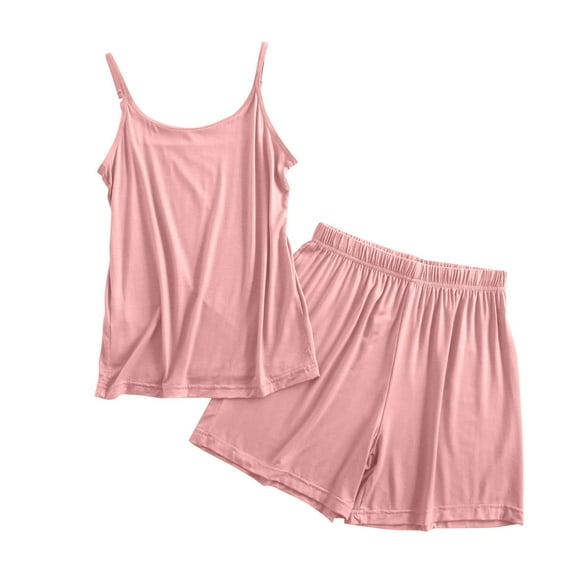 Guluxicc Womens Casual Lounge Sets Sleeveless Tank Top and Shorts 2 Piece Pajama Outfits Sleepwear Loungewear