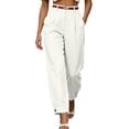 thumbnail image 1 of Guluxicc Womens Casual Tapered Pants Belted High Waisted Trousers with Button Cuffs and Pockets Solid Color Pants for Work, 1 of 7
