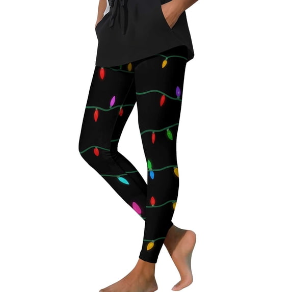 Guluxicc Womens Christmas Stretch Leggings Graphic Print Pants Workout Athletic Running Gym Leggings Pants, Multicolor, XL