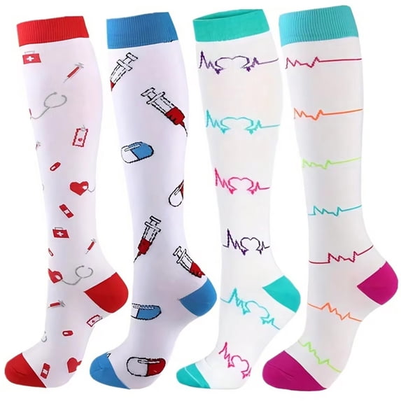 Guluxicc 4 Pairs Womens Compression Socks Knee High Fuzzy Stockings Wool Knit Boot Thigh High Socks