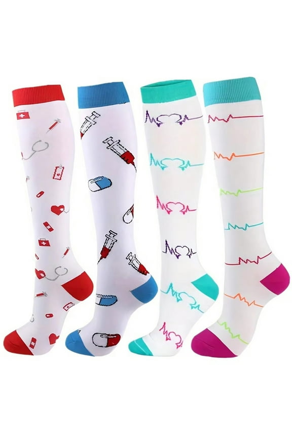 4 Pairs Womens Compression Socks Knee High Fuzzy Stockings Wool Knit Boot Thigh High Socks