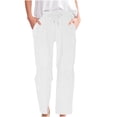 thumbnail image 1 of Guluxicc Womens Corduroy Pants Casual Drawstring Elastic Waist Pants with Pockets, White, M, 1 of 5