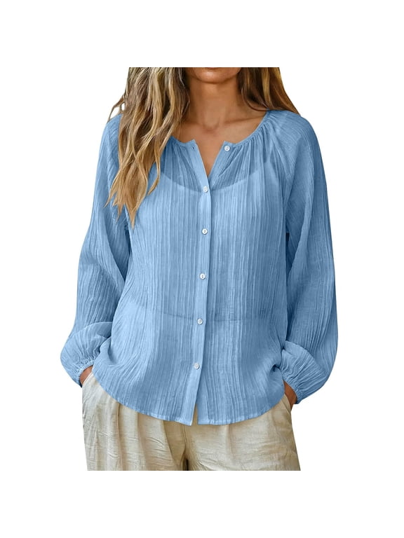 Womens Cotton Linen Cardigan Button Front 2026 Lightweight Jacket for Spring Summer Breathable Blazer Beach Cover Up Top