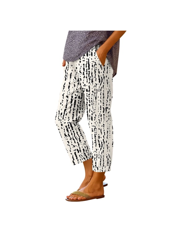 Womens Cotton Lounge Pants with Pockets Elastic Waist Drawstring Loose Straight Leg Trousers for Sleepwear