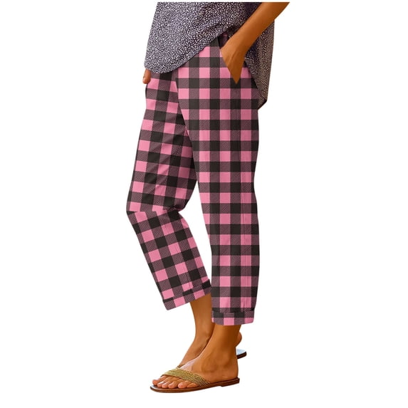 Guluxicc Womens Cotton Lounge Pants with Pockets Elastic Waist Drawstring Loose Straight Leg Trousers for Sleepwear