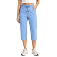 thumbnail image 1 of Guluxicc Womens Cropped Pants with Pockets Elastic Waist Drawstring Straight Leg Capris for Summer Casual Outfits, 1 of 7