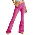 thumbnail image 1 of Guluxicc Womens Denim Pants Casual Stretch Wide Leg Pants Solid Color Business Work Jeans, Pink, S, 1 of 5