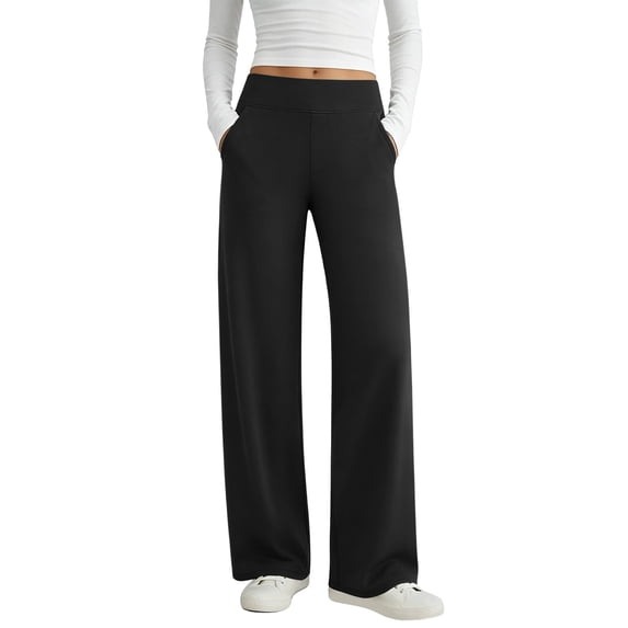 Guluxicc Womens Dressy Pants Pull On High Waist Straight Leg Business Casual Trousers for Golf Everyday Summer Fall