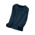 thumbnail image 1 of Guluxicc Womens Flannel Long Sleeve Pajama Tops Solid Color Thermal Underwear Winter Warm Pullover Shirt, Blue, S, 1 of 8