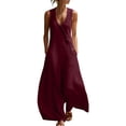 thumbnail image 1 of Guluxicc Womens Flowy Wide Leg Linen Jumpsuits Elegant Summer Sleeveless V Neck Rompers One Piece Beach Outfits with Pockets, 1 of 8