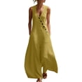 thumbnail image 1 of Guluxicc Womens Flowy Wide Leg Linen Jumpsuits Elegant Summer Sleeveless V Neck Rompers One Piece Beach Outfits with Pockets, 1 of 8