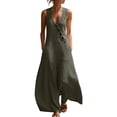 thumbnail image 1 of Guluxicc Womens Flowy Wide Leg Linen Jumpsuits Elegant Summer Sleeveless V Neck Rompers One Piece Beach Outfits with Pockets, 1 of 8