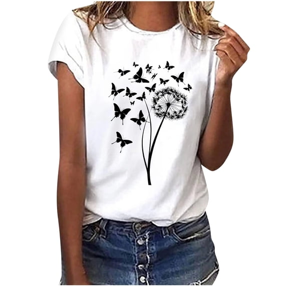 Guluxicc Womens Graphic T Shirts Crew Neck Casual Classic Comfy Trendy T Shirts for Women