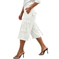 thumbnail image 1 of Guluxicc Womens High Waist Capri Pants Wide Leg Cargo Trousers with Pockets Ribbon Detail Womens Casual Summer Pants, 1 of 6