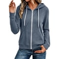 thumbnail image 1 of Guluxicc Womens Hooded Jacket with Pockets Full Zip Drawstring Long Sleeve Solid Jackets for Everyday Fall Winter, 1 of 7