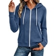 thumbnail image 1 of Guluxicc Womens Hooded Jacket with Pockets Full Zip Drawstring Long Sleeve Solid Jackets for Everyday Fall Winter, 1 of 7