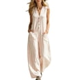 thumbnail image 1 of Guluxicc Womens Linen Jumpsuit Sleeveless Casual Wide Legs Rompers Baggy Button Down V Neck Summer Overalls with Pockets, 1 of 7