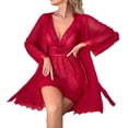 thumbnail image 1 of Guluxicc Womens Nightgowns Casual Long Sleeve Lace Sleep Dress Soft Flowy Sleepwear Women Loungewear, Red, 1 of 8
