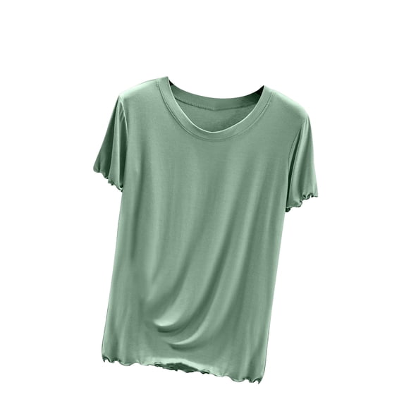 Guluxicc Womens Pajama Tees Casual Solid Color Short Sleeve Pullover Tops Base Layer T-Shirt, Green, M