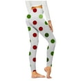 thumbnail image 1 of Guluxicc Womens Polka Dots Leggings Casual Slim Fit High Rise Tummy Control Yoga Pants, White, S, 1 of 5