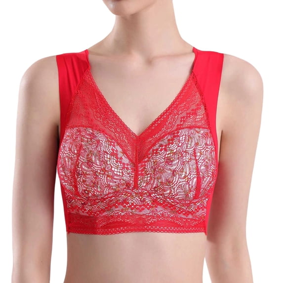 Guluxicc Womens Seamless Bras Wireless Bra No Underwire Comfort Push Up Bralette, Red, S