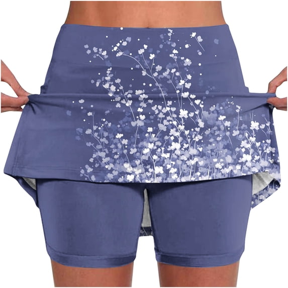 Guluxicc Womens Skorts Elastic High Waisted Athletic Tennis Skirts and Trendy Printed Tummy Control Slim Yoga Jogging Shorts Leggings with Pockets