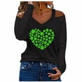 thumbnail image 1 of Guluxicc Womens St. Patrick's Day Shirts Casual Off Shoulder Long Sleeve Clover Graphic Tees Shamrock Printed Tunic Tops, L, 1 of 3