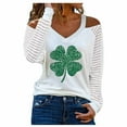 thumbnail image 1 of Guluxicc Womens St. Patrick's Day Shirts Casual Off Shoulder Long Sleeve Clover Graphic Tees Shamrock Printed Tunic Tops, S, 1 of 3