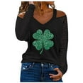 thumbnail image 1 of Guluxicc Womens St. Patrick's Day Shirts Casual Off Shoulder Long Sleeve Clover Graphic Tees Shamrock Printed Tunic Tops, XL, 1 of 3