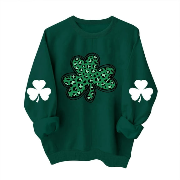 Guluxicc Womens St. Patrick's Day Sweatshirts Casual Crewneck Long Sleeve Shirts Cute Graphic Printed Pullover Tops, M
