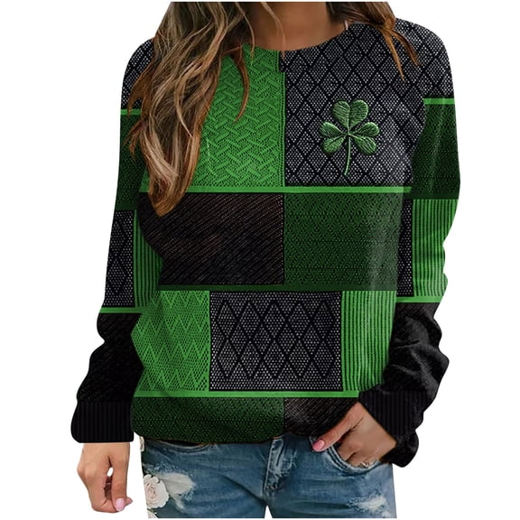 Guluxicc Womens St. Patricks Day Sweatshirts Casual Crewneck Long Sleeve Pullover Tops St Patty's Day Graphic Shirts, 3XL
