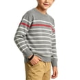 thumbnail image 1 of Guluxicc Kids Boys Crew Neck Striped Cotton Sweater Long Sleeve Knit Pullover Sweaters Fall Winter Casual Tops 5-15 Years, 1 of 8