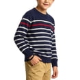 thumbnail image 1 of Guluxicc Kids Boys Crew Neck Striped Cotton Sweater Long Sleeve Knit Pullover Sweaters Fall Winter Casual Tops 5-15 Years, 1 of 8