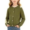 thumbnail image 1 of Guluxicc Kids Girls Solid Color Stretch Knit Cardigan Crew Neck Long Sleeve Sweater 1-10 Years, 1 of 6