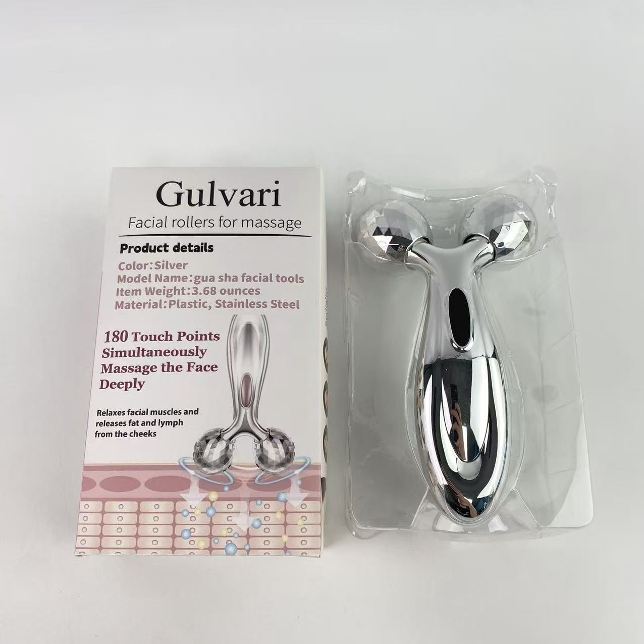Gulvari Facial rollers for massage,Face Roller Set, Facial Tool for Face Sculpting, Metal Skin Care, Massager for Women