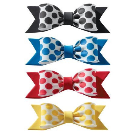 Gum Paste - Assorted Color Polka Dot Bows (4 pieces)