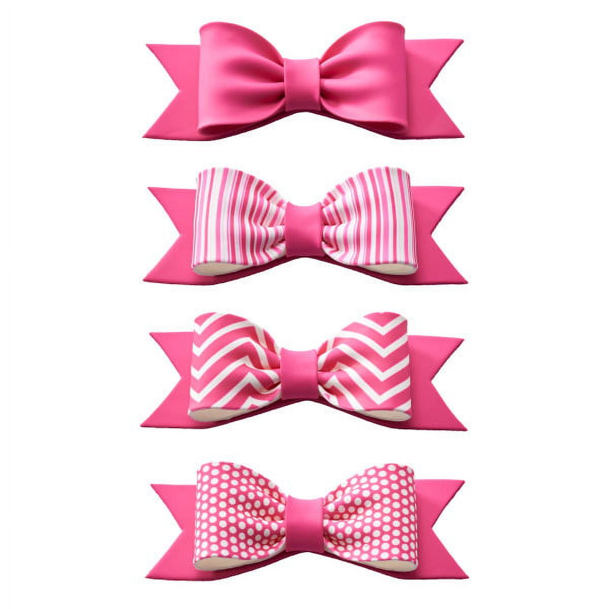Gum Paste - Assorted Patterned Bright Pink Bows (4 pieces)