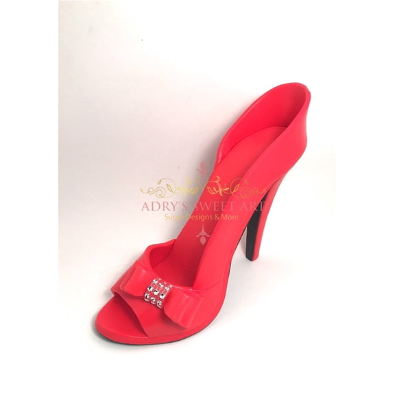 Gum Paste Red High Heel Shoe with Bow Cake Topper