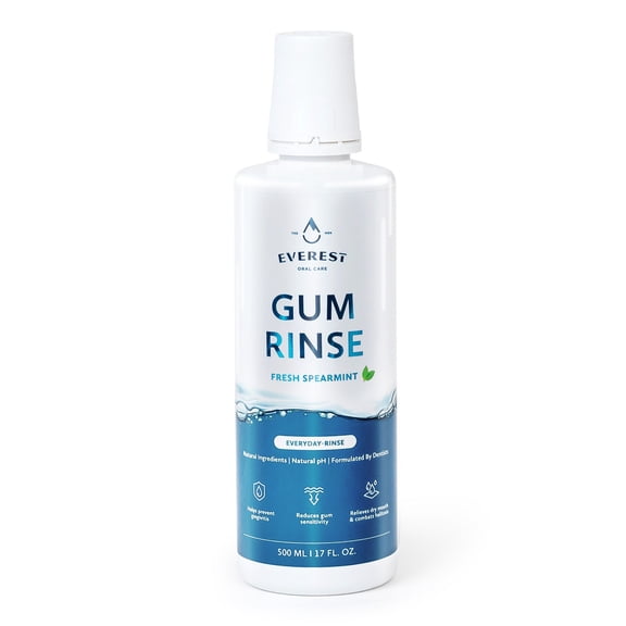 Gum Rinse - Triple Action - Natural Mouthwash for Gingivitis Treatment, Dry Mouth Mouthwash, Bad Breath Treatment for Adults & Teens, Alcohol Free Mouthwash, Natural pH, Fresh Spearmint by Everest