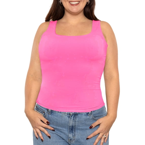 Stretch Is Comfort Women's Double Layer Tank Top Bright Pink 3X