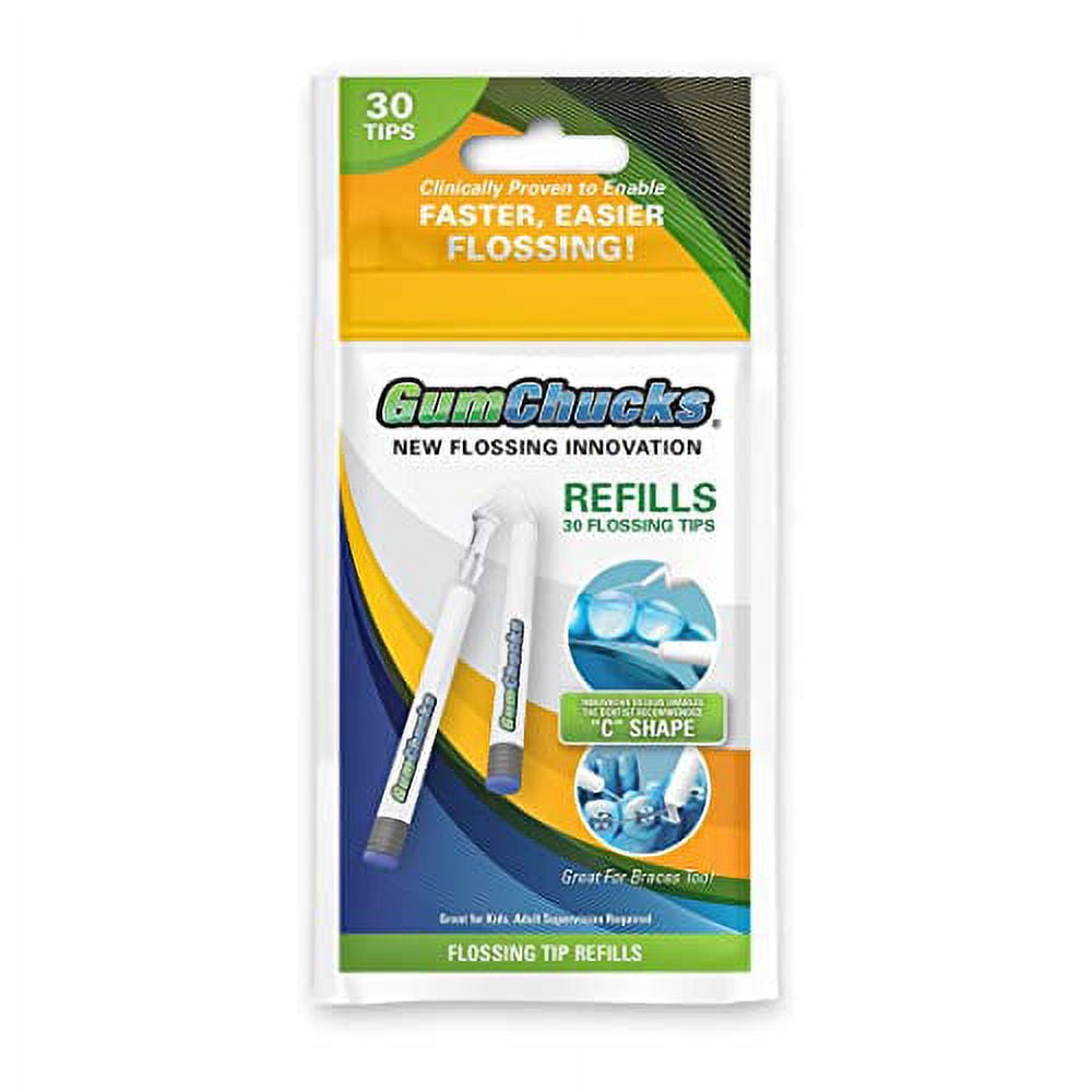 GumChucks | Faster, Easier .. Flossing! | Floss for .. Braces | Universal Adults/Kids .. Flossing Tip Refills (30 .. Count)