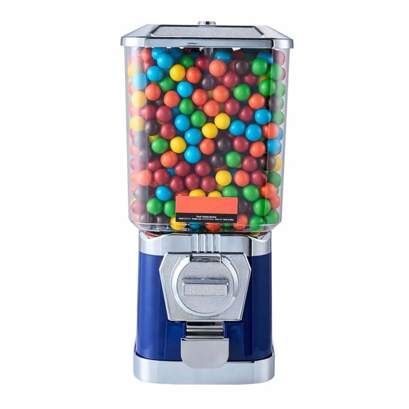 Gumball Machine , 17" Candy Vender, PC Dispenser, Coin Operated Bank for Capsules & Bouncy Balls, Blue - Home & Game Store Use