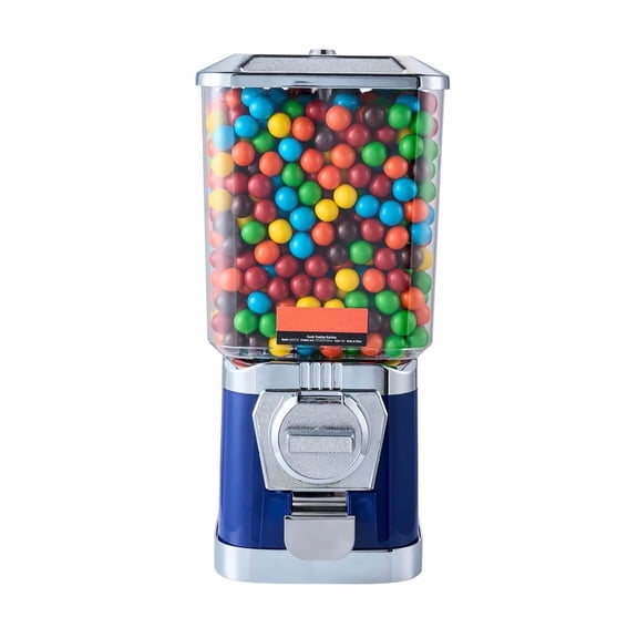 Gumball Machine 17" Vintage Candy Dispenser - Coin Operated - Blue PC - Bouncy Ball & Capsule Toy Vending - 6.8L Capacity - Store & Party Use