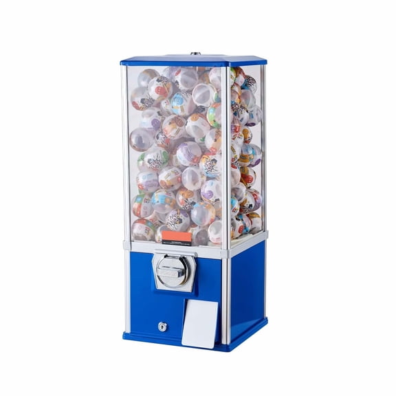 Gumball Machine 25" Vending Dispenser - Blue PS - Large Capacity - Coin Operated - Capsule Toys & Bouncy Balls - Store & Party Use
