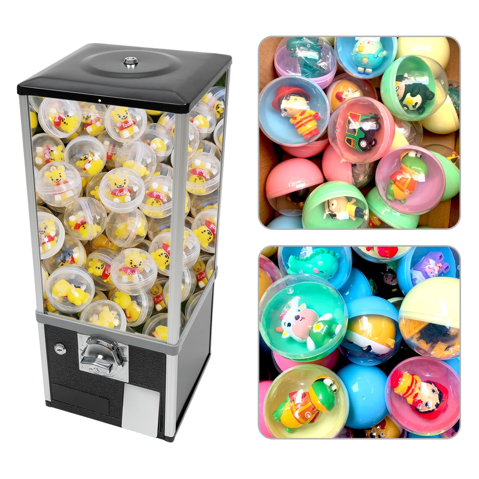 Gumball Machine 360° Rotation Vending Coin Bank Vintage Candy Dispenser Black