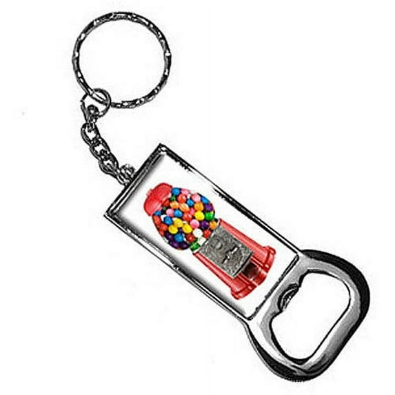 Gumball Machine Keychain Key Chain Ring Bottle Bottlecap Opener